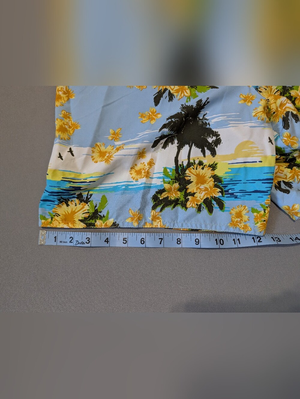 Panama Jack Blue Yellow Tropical Swim Shorts Boardshorts Velcro Tie Size Large L - Picture 7 of 8